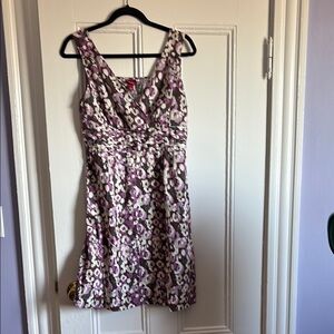 Floral Purple and White Women's Dress, Merona, Size Large